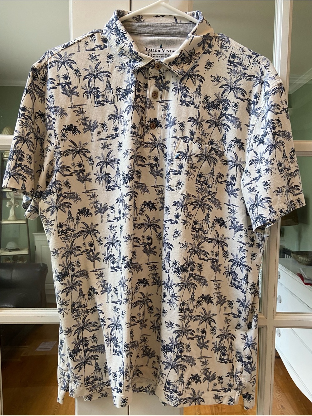Tailor Vintage Palm Tree Polo Size Large